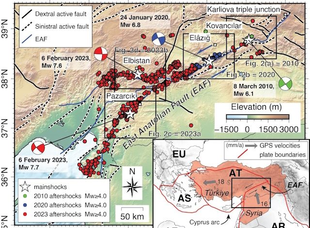 dati sismici mappa faglia anatolica orientale turchia