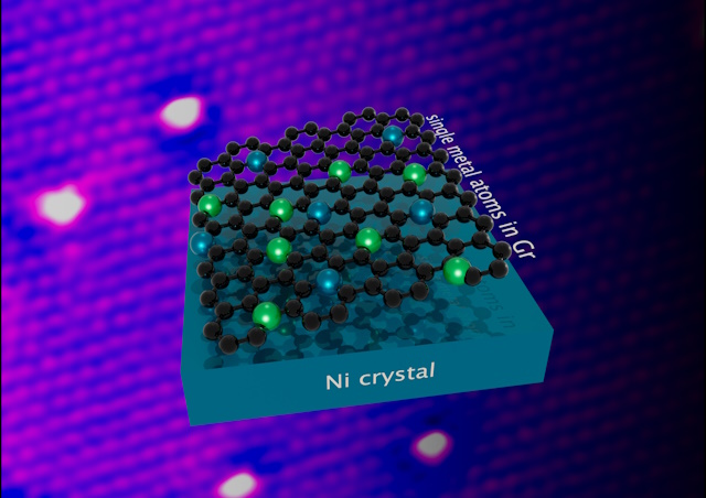 atomi metallici intrappolati in una rete di grafene